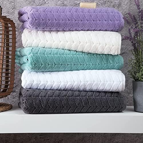 BAGNO MILANO Turkish Cotton Bath Towels, Hand Towels - Soft Plush Jacquard Collection Luxury Towels Set (Charcoal, Towel Set of 3)