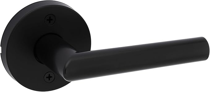 Kwikset Milan Dummy Door Handle, Single Sided Lever for Closets, French Double Doors, and Pantry, Matte Black Non-Turning Reversible Interior Push/Pull Lever, FeaturIng Microban