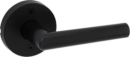 Kwikset Milan Dummy Door Handle, Single Sided Lever for Closets, French Double Doors, and Pantry, Matte Black Non-Turning Reversible Interior Push/Pull Lever, FeaturIng Microban