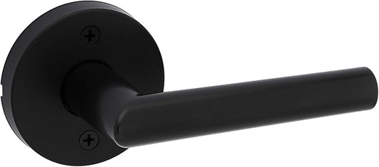 Kwikset Milan Dummy Door Handle, Single Sided Lever for Closets, French Double Doors, and Pantry, Matte Black Non-Turning Reversible Interior Push/Pull Lever, FeaturIng Microban