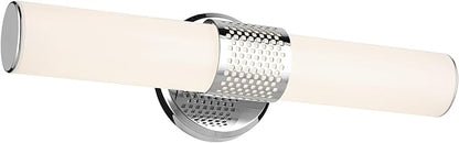 Kichler Sashi 18" LED Small Bath Bar with White Glass in Chrome, Modern, for Vanity, Fireplace, Buffet, Hallway, Vanity Mirror, (18" W x 5" H), 55191CHLED