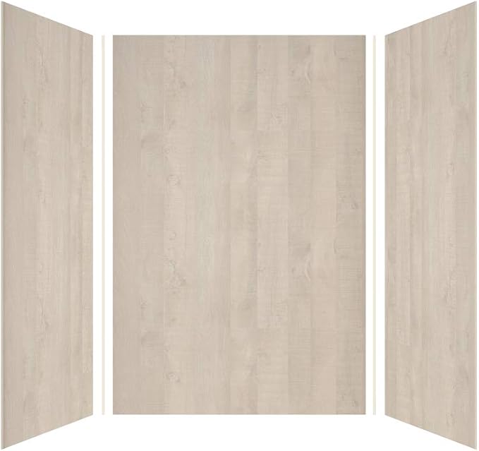 Transolid EWK484872-45 Expressions 3-Panel Shower Wall Kit, 48-in L x 48-in W x 72-in H, Bleached Oak
