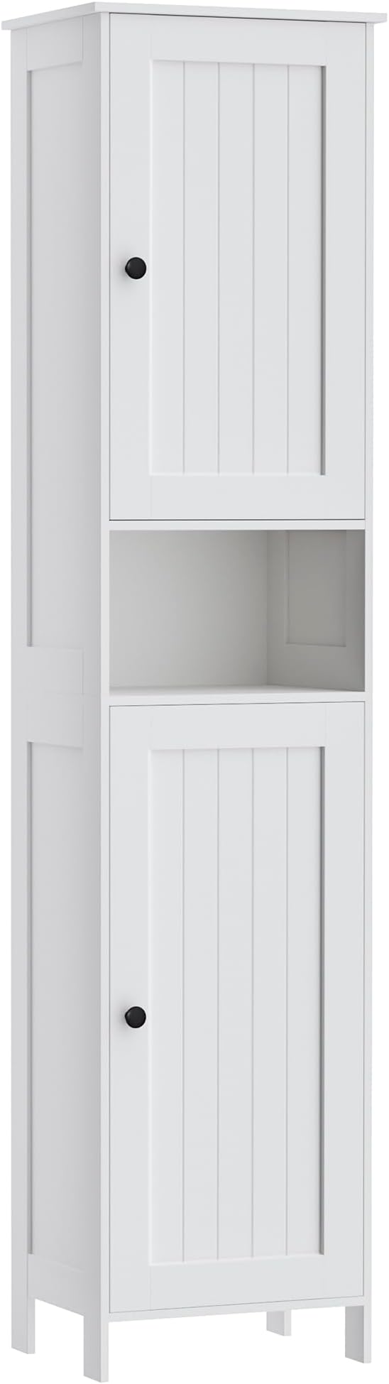 Tall Bathroom Storage Cabinet with 2 Doors, 67"H Narrow Storage Cabinet with Adjustable Shelves& Anti-Tip Design, Reversible Door Installation, Easy Assembly, 11.8 x 15.7 x 66.9 Inches, White