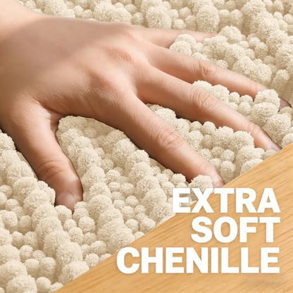 OLANLY Small Bathroom Rugs 24x16, Thick Soft Absorbent Chenille Bath Rugs