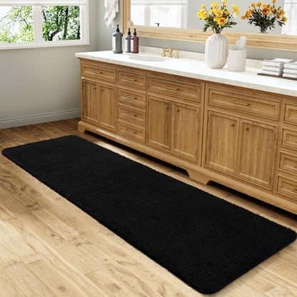 LOCHAS Bathroom Rug Runner 24x84 Inch, Bath Rugs Non Slip, Black