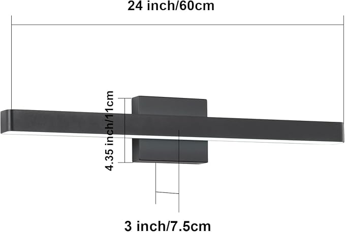 LED Modern Bathroom Vanity Light Fixtures (24-Inch, Cool White 6000K), Modern Acrylic Bathroom Wall Lighting Fixtures for Bathroom Over Mirror, Matte Black
