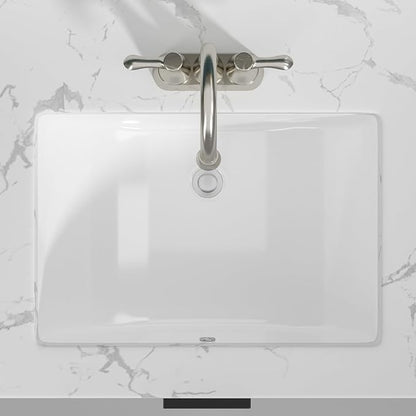 Sarlai Undermount Bathroom Sink - 20.5 x 14.5 inch Rectangular White Ceramic Vessel Sink with Overflow, Modern Vanity Art Basin, Interior Bowl Size 18.3" x 12.3"