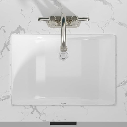Sarlai Undermount Bathroom Sink - 20.5 x 14.5 inch Rectangular White Ceramic Vessel Sink with Overflow, Modern Vanity Art Basin, Interior Bowl Size 18.3" x 12.3"