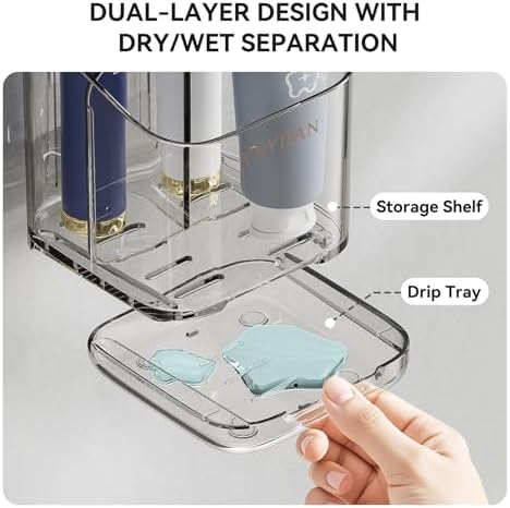 3 Slots Detachable Toothbrush Holders Wall Mounted for Bathrooms