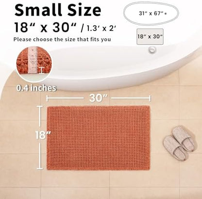 Burnt Orange Bathroom Rug, Fall Waffle Bath Mat Non Slip, 18" x 30"