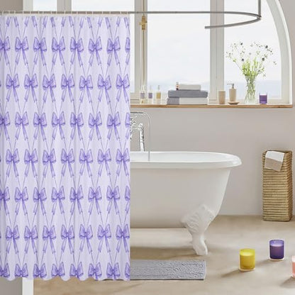 jejeloiu Cute Bow Bathroom Accessories 72"x72" Purple Bowknot Shower Curtain for Bathroom Decor for Kids Boys Girls Kawaii Bath Curtain Waterproof Polyester Fabric for Stalls Bathtubs Princess