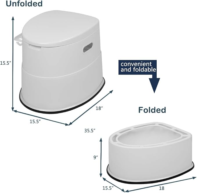 Portable Camping Toilet - Porta Potty, Portable Lightweight RV Toilet 1.5 Gallon Detachable Inner Bucket & Removable Paper Holder for Adults Outdoor, Camping, Marine, RV Travel, Emergency Use