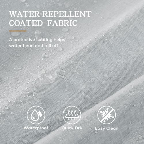 Furlinic Dusty Blue Scalloped No Hook Shower Curtain Waterproof Linen 78x75
