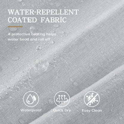Furlinic Dusty Blue Shower Curtain Linen No Hook Waterproof Scalloped 55x78