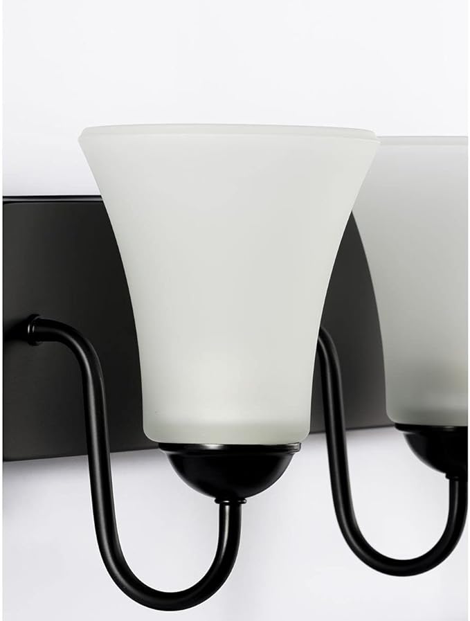 Progress Lighting Classic Collection 4-Light Etched Glass Traditional Bath Vanity Light Matte Black, 7-7/8" x 30"
