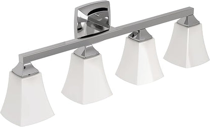 Moen YB5164CH Voss 4-Light Dual-Mount Bath Bathroom Vanity Fixture with Frosted Glass, Chrome