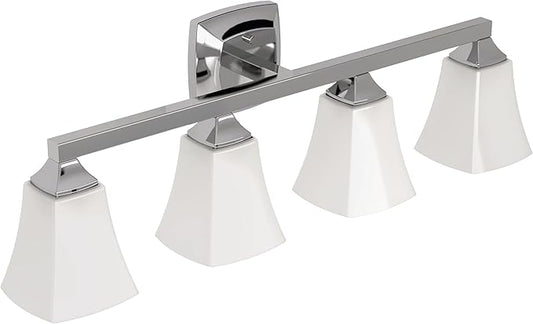 Moen YB5164CH Voss 4-Light Dual-Mount Bath Bathroom Vanity Fixture with Frosted Glass, Chrome
