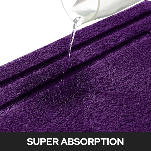 HOMEIDEAS Bathroom Rugs Sets 2 Piece, Super Soft Non Slip Bath Mat Purple