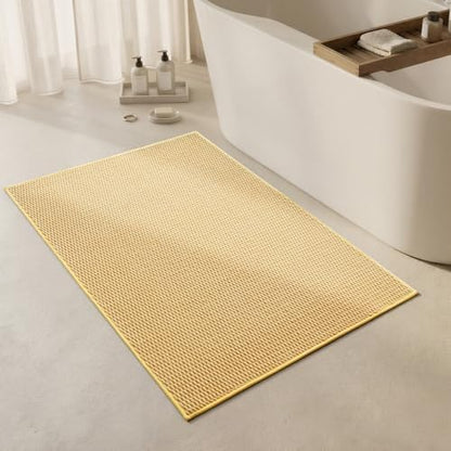 Triohero Large Bathroom Rugs Non Slip Washable Bath Rugs Super Absorbent Bathroom Rug Thin Quick Dry Low Pile Bath Mats, Yellow 36"x48"