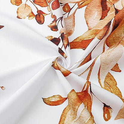 Gibelle Orange Eucalyptus Shower Curtain, Watercolor Floral Print, 72x72
