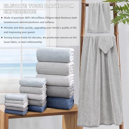 4 Piece Bath Towel Set 35"x70"Oversized Bath Towel for Bathroom Ultra Soft Fluffy Extra Large Bath Sheet Luxury Premium Bathroom Towel Highly Absorbent Quick Dry Shower Towel for Hotel Spa,Brown White