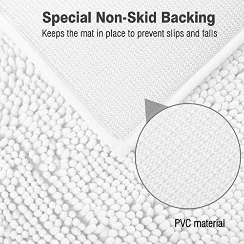 ITSOFT Standard 24"x21" U-Shaped Non-Slip Shaggy Chenille Toilet Contour Bathroom Rug with Water Absorbent, White