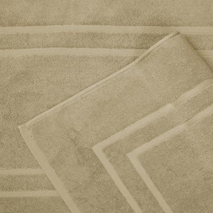 Feather & Stitch 2 Piece Towel Like Bath Mats (30x21 Inch) 100% Cotton Terry Bath Mats, Bathroom Shower Floor Mats [NOT A Bathroom Rug], Soft Absorbent Washable Mats - Linen
