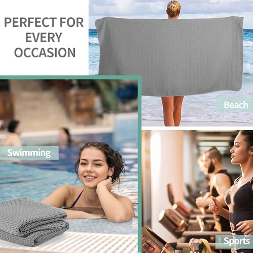 Microfiber Waffle Bath Towels, 4 Pieces, Soft, Absorbent, Fast Drying, Lint Free 430 GSM (27''x55''/68.58 cm x139.7 cm)