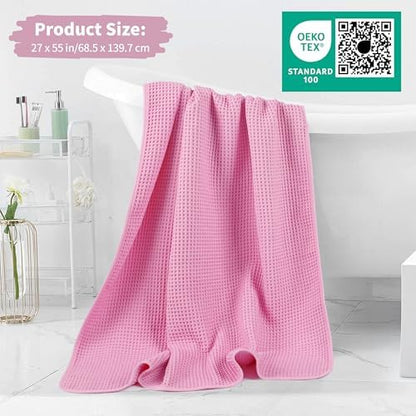 Microfiber Waffle Bath Towels, 4 Pieces, Soft, Absorbent, Fast Drying, Lint Free 430 GSM (27''x55''/68.58 cm x139.7 cm)