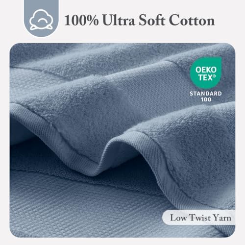 Madison Park 100% Turkish Cotton 600 GSM Bath Towel Set, 6 Piece, Soft Blue