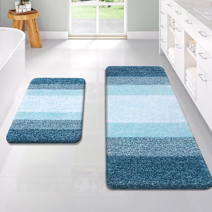 OLANLY Micorfiber Bathroom Rug Set 2 Piece, 47"x20"+24"x16"