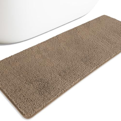 Bathroom Runner Rug 24 x 72 Non Slip – Extra Long Bath Mat | Absorbent and Washable Thick Chenille Runner Rug for Bathroom, Shower, Tub, Sink(Taupe)