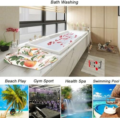 Naanle Tropical Fruits Peach Soft Decor 3 Pcs Towels Set, 1 Bath Towel+1 Hand Towel+1 Washcloth, Multipurpose for Bathroom, Hotel, Gym, Spa and Beach