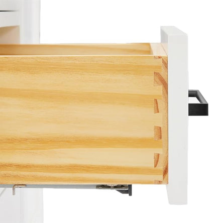 ARIEL Hepburn 42-inch Bathroom Vanity Base Cabinet,Solid Wood, 2 Soft Closing Doors, 5 Dovetail Drawers, White