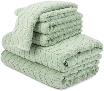 Alusa Home Ultra Soft & Stylish 700 GSM Luxury Bath Towels - 100% Zero-Twist, Long-Staple Cotton - Remarkably Absorbent & Quick Drying - 6 Piece Towel Set (Eucalyptus Green)