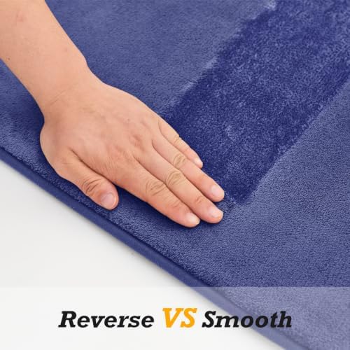 HUXMEYSON Bathroom Rugs Sets 2 Piece, Non-Slip & Quick Dry Bath Mat Set, Ultra Soft Velvet Bath Rugs for Bathroom, Toilet and Shower Floor, Royal Blue