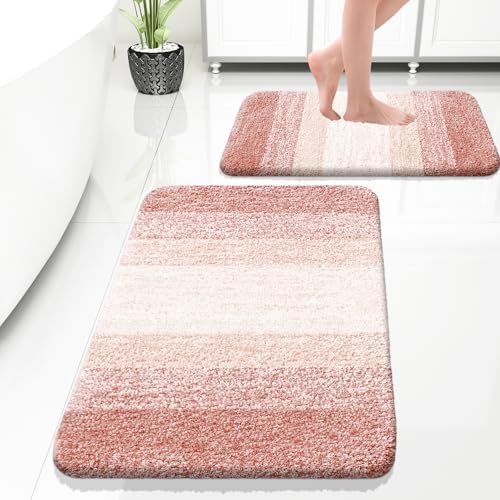 OLANLY Micorfiber Bathroom Rug Set 2 Piece, 30"x20"+24"x16"