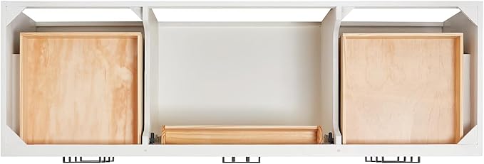 ARIEL Hepburn 66-inch Bathroom Vanity Base Cabinet,Solid Wood, 2 Soft Closing Doors, 9 Dovetail Drawers, White