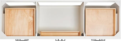 ARIEL Hepburn 66-inch Bathroom Vanity Base Cabinet,Solid Wood, 2 Soft Closing Doors, 9 Dovetail Drawers, White
