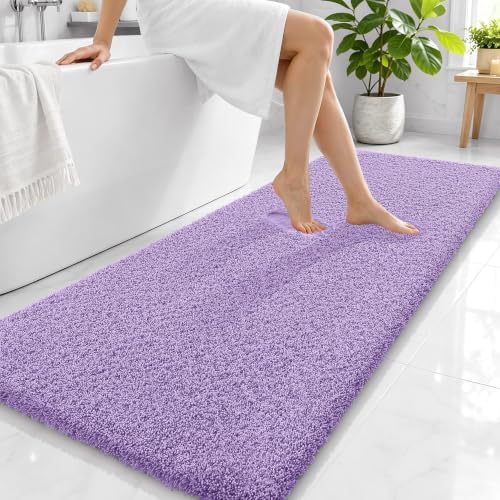 OLANLY Microfiber Bathroom Runner Rugs 59x24, Ultra Soft Bath Mat, Lavender