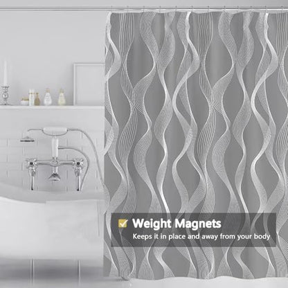 LLSCL Fabric Shower Curtain Liner with Magnets, Waterproof Hotel Quality, 72 x 72 Machine Washable