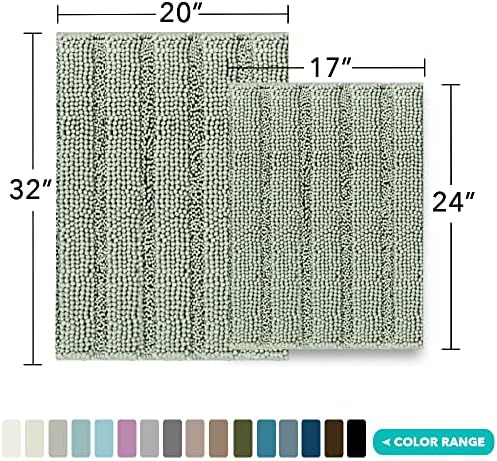 Turquoize Bathroom Rug Set, 2 Piece Soft Absorbent Chenille Bath Rug Set