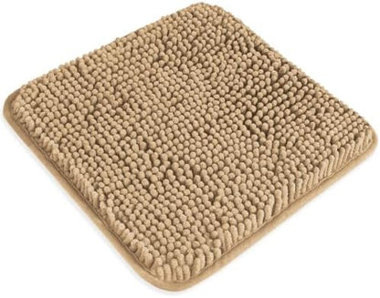 Small Bathroom Rug 12"x12" – Washable and Absorbent Mini Bath Mat, Non Slip, Thick Soft Chenille Bath Rugs for Bathroom, Shower, Locker Rug(Beige)