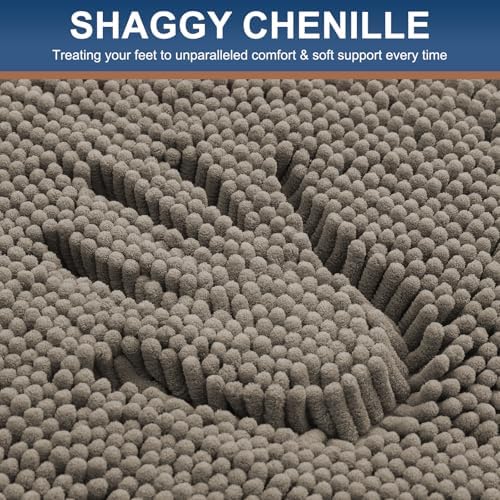 Smiry Bathroom Rugs 24X16, Luxury Chenille Extra Soft Absorbent Bath Mat
