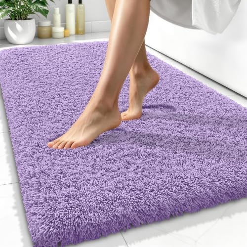 OLANLY Microfiber Bathroom Rugs 34x21, Soft Absorbent Bath Mat, Lavender