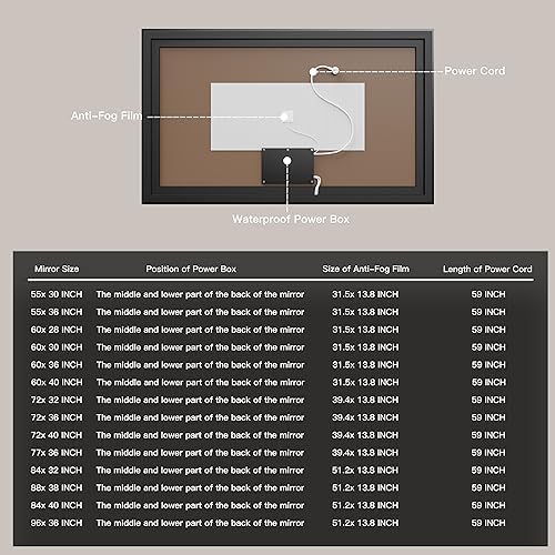 ISKM 55x30 Framed LED Bathroom Mirror, Dimmable Front & Backlit, Anti-Fog