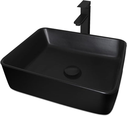 32" White Bathroom Vanity with Marble Texture Top and 4 Drawers, Modern Standing Pedestal Cabinet with Black Ceramic Sink