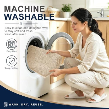OLANLY Microfiber Large Bathroom Rugs 59x35, Soft Absorbent Bath Mat, Sand