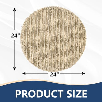Arotive Round Bathroom Rugs 24x24, Soft Absorbent Chenille Shaggy Bath Mat