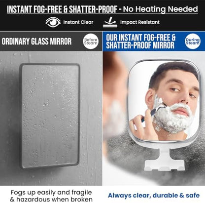 TAILI Shower Mirror Fogless for Shaving,Fogless Mirror Suction Wall Mounted